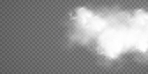 Vector cloud or smoke on isolated transparent background. Cloud, smoke, fog