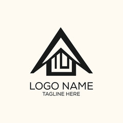 Simple minimalist real estate construction property corporate logo or icon