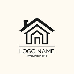 Simple minimalist real estate construction property corporate logo or icon
