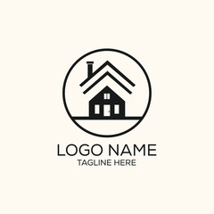Simple minimalist real estate construction property corporate logo or icon