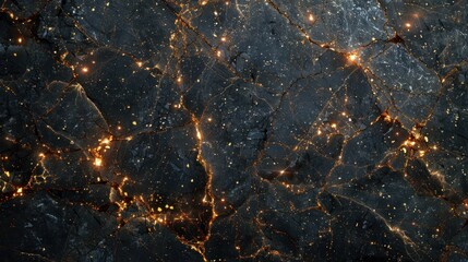 View of Earth from space showing city lights at night - obrazy, fototapety, plakaty