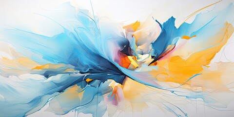 Fototapeta na wymiar Vibrant Creation: A Multi-Colored Abstract Painting Featuring Bold Shades of Bright Blue and Yellow, Bursting with Energy and Expression