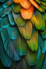 Detailed view of vibrant bird feathers, perfect for nature themes
