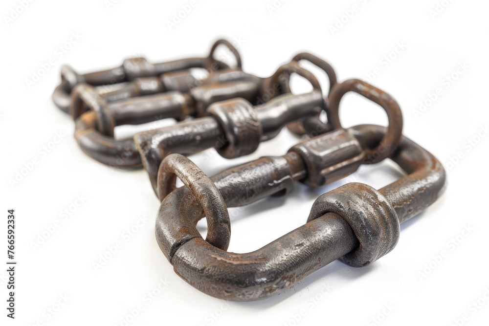 Poster detailed view of chain on white background, suitable for industrial or security concepts