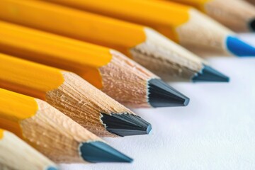 Fototapeta premium A row of colorful pencils lined up neatly. Perfect for school or office themed designs