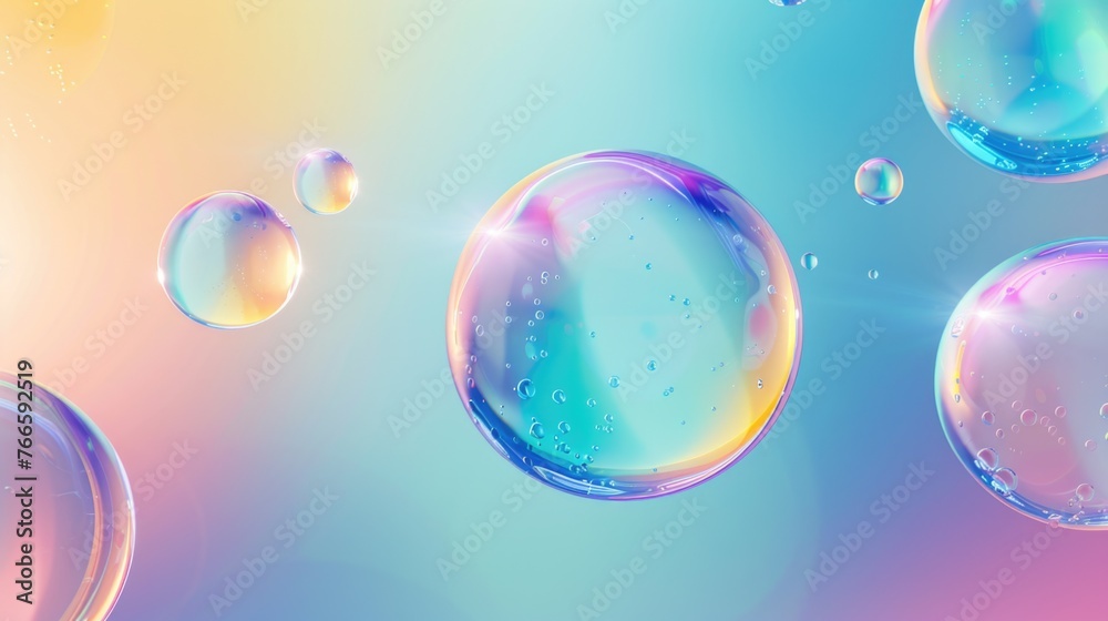 Poster A bunch of bubbles floating on top of each other. Suitable for use in various design projects