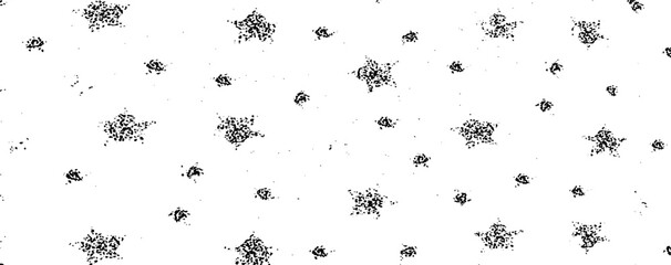 Snow, stars, twinkling lights, rain drops on black background. Abstract vector noise. Small particles of debris and dust. Distressed uneven grunge texture overlay.