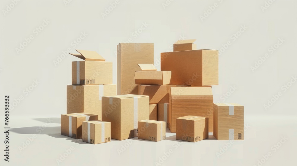 Aufkleber a group of cardboard boxes stacked on top of each other. perfect for logistics and storage concepts