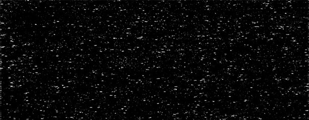 Snow, stars, twinkling lights, rain drops on black background. Abstract vector noise. Small particles of debris and dust. Distressed uneven grunge texture overlay.