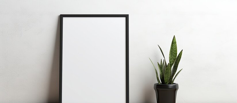 Capture of a plant in a container positioned alongside a decorative picture frame