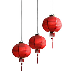 Obraz premium Chinese red lanterns isolated on white or transparent background