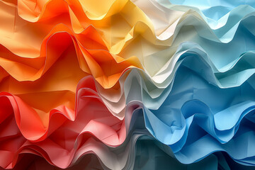 Assorted colorful origami paper folded into intricate shapes isolated on a white background. Concept of paper art. Generative Ai.