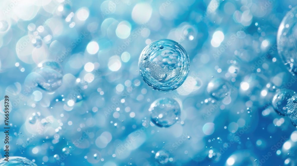 Poster A bunch of bubbles floating in the air, suitable for various design projects