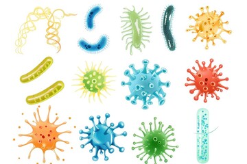 Collection of different germs, suitable for medical and scientific concepts