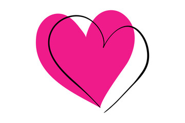 pink heart  icon isolated on white. Love symbol vector.