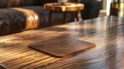 Obraz premium A wooden table with a cutting board on top
