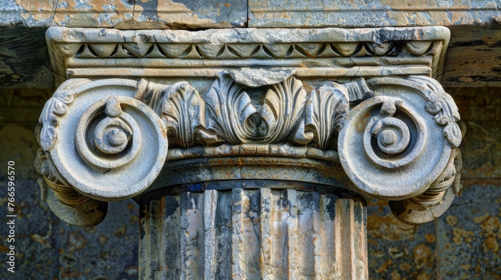 Poster detailed view of a decorative column, suitable for architectural projects