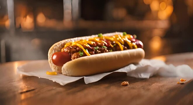 Hot dog with chilli.