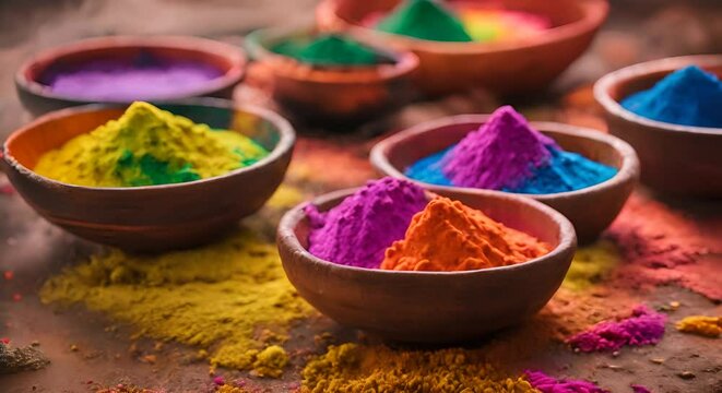 Colorful powders for holi festival.