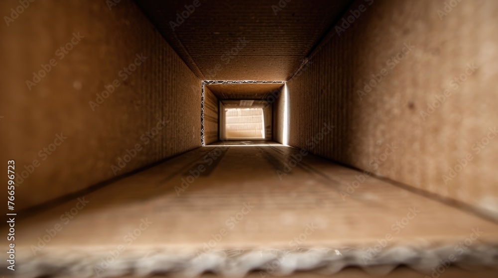Aufkleber a simple cardboard box with a hole, versatile for various uses