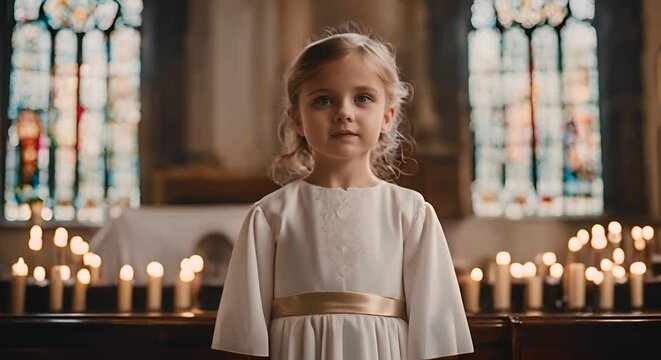 Little girl at communion.