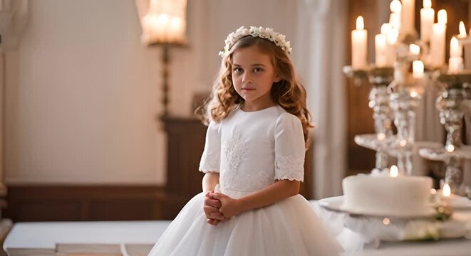 Little girl at communion.