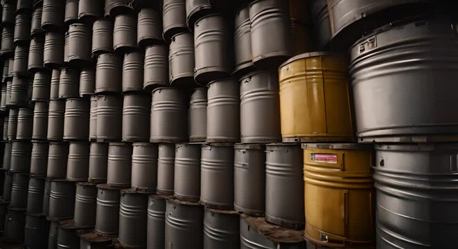 Barrels with radioactive waste.