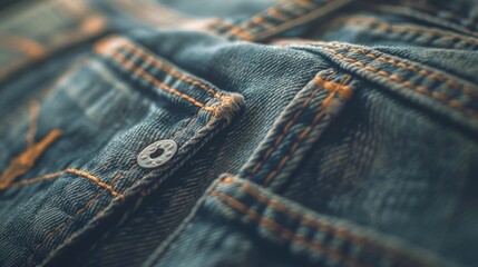 Detailed shot of denim fabric, suitable for fashion or textile concepts - obrazy, fototapety, plakaty