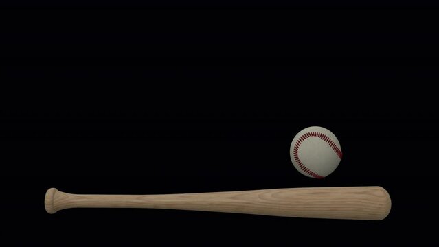 Animated baseball rolling over baseball bat lower third