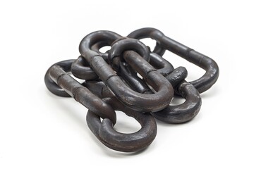 Obraz premium Rusty chains lying on a white background, suitable for industrial concepts