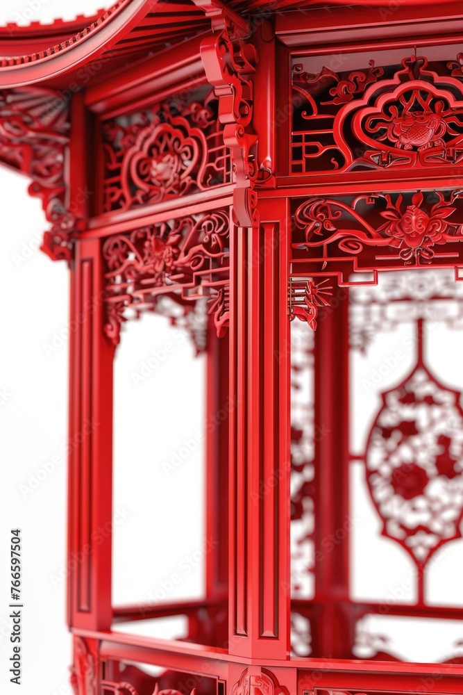 Poster detailed view of a red wooden structure, suitable for architectural or construction concepts