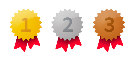 Award Medal Set First, Second And Third Place.