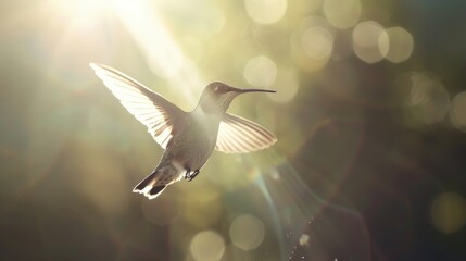 Naklejka premium A hummingbird flying through the air. Perfect for nature and wildlife projects