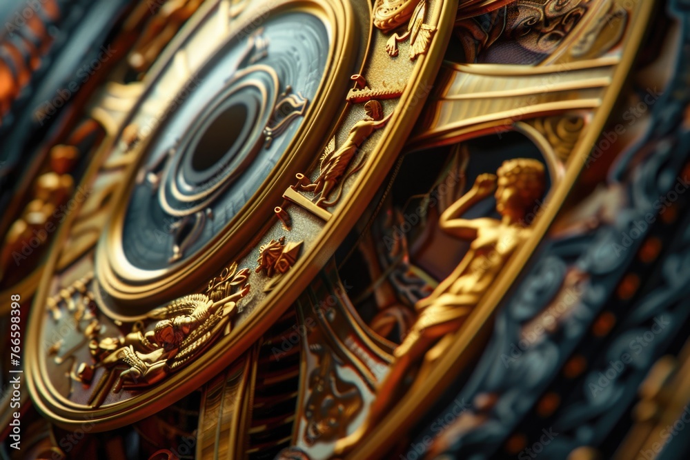 Aufkleber close up of a clock on a wall, suitable for time management concepts