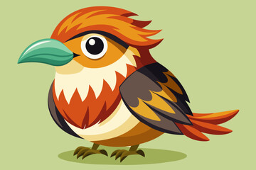 Cute puffbird vector art illustration