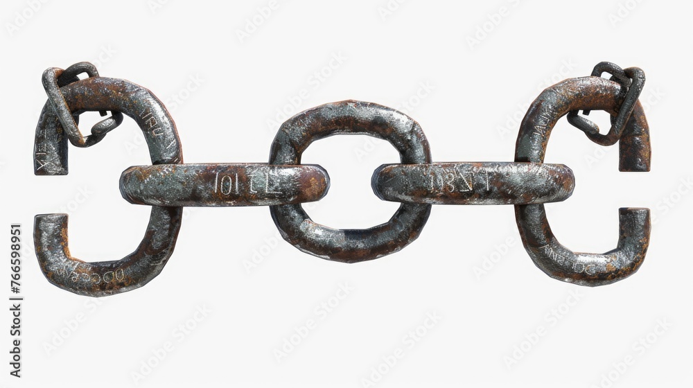 Poster detailed view of a single chain link, perfect for industrial concepts