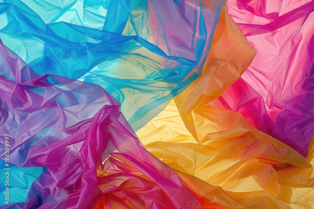 Poster close up of various colored fabric. suitable for textile and fashion design projects