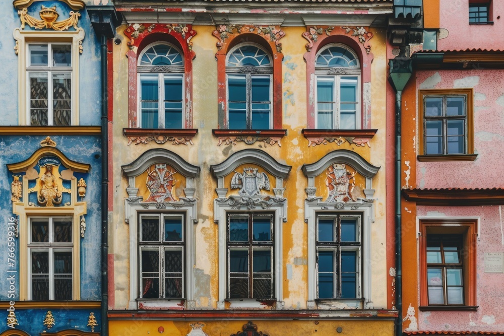 Aufkleber a building with numerous windows, suitable for architectural projects