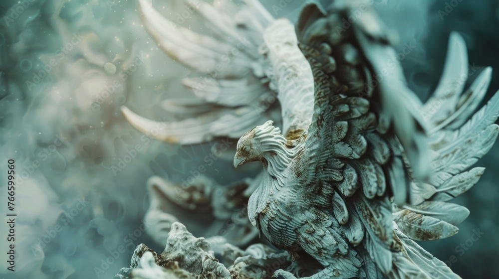 Poster detailed shot of an eagle statue. suitable for various design projects