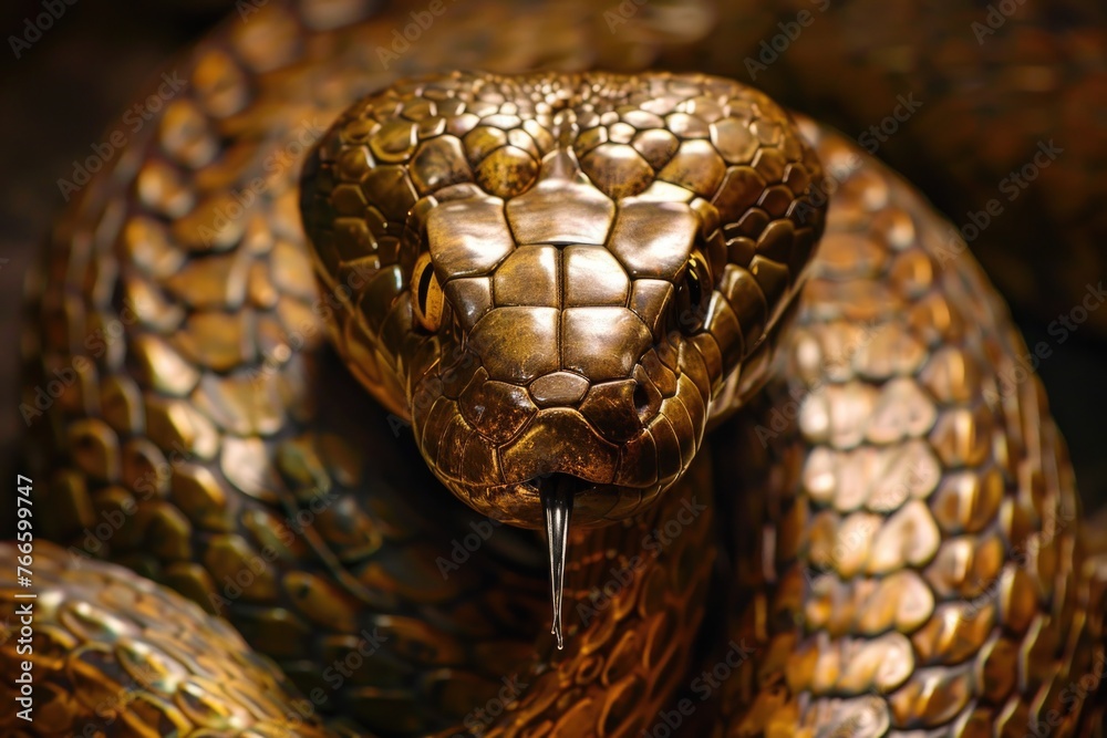 Poster close up of a snake's head with its mouth open. suitable for educational materials