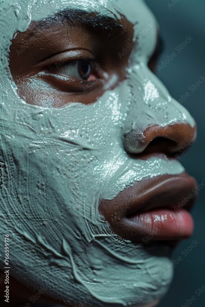 Poster close up of a person wearing a face mask. suitable for healthcare and pandemic related concepts