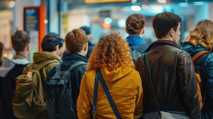 Obraz premium A group of people walking together on a street. Suitable for urban lifestyle concepts