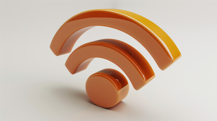A Wi-Fi symbol is orange and has a curved shape. The Wi-Fi symbol is a representation of the internet and is used to indicate that a device is connected to a Wi-Fi network