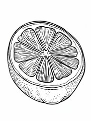 A detailed and realistic sketch of a lemon, perfect for use in a variety of design projects. The lemon is isolated on a white background, making it easy to use in any composition.