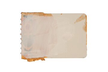 Torn empty old grunge gold pieces texture cardboard paper isolated on white background.