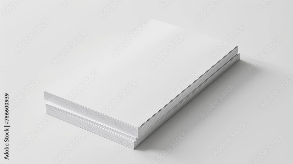 Poster stack of white books on a table, suitable for educational or office concepts