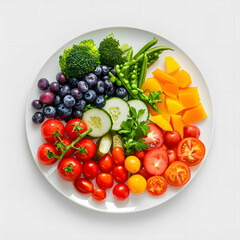 a plate of fruit and vegetables