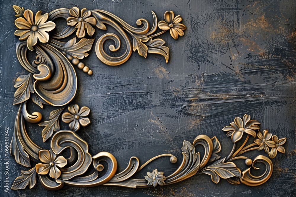 Poster Elegant gold frame adorned with delicate flowers, perfect for adding a touch of luxury to any design project