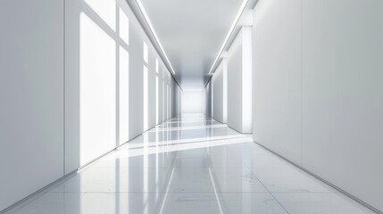 Modern white hallway interior design, suitable for architecture and home decor concepts