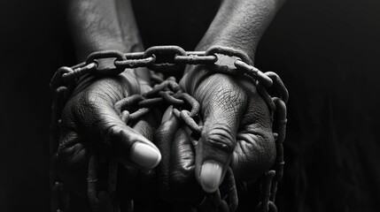 Close-up of hands holding a metal chain, useful for illustrating concepts of strength or connection